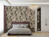 A detail shot of the gentle taupe and ivory hues in the design.

