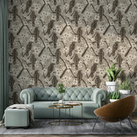 The peel and stick wallpaper on a smooth wall surface.

