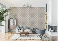 Bloom Echo wallpaper for walls, beige botanical pattern.