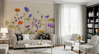 A contemplative floral pattern wallpaper mural for a feature wall.

