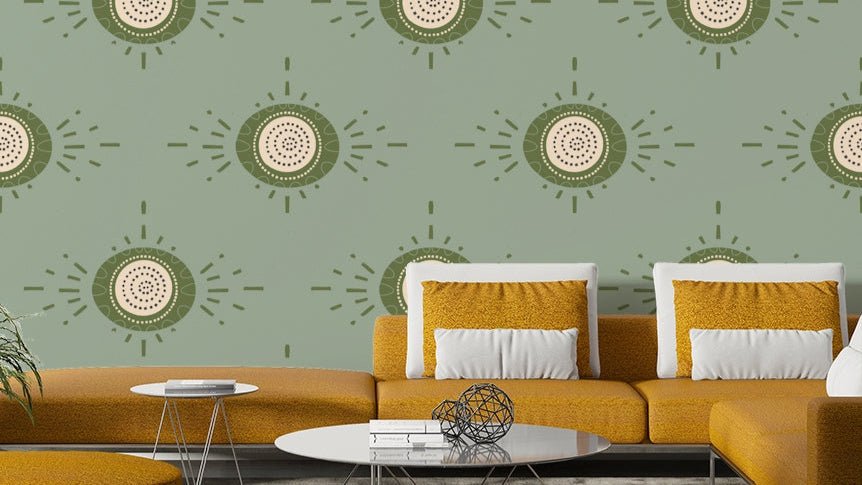 Mid-mod flower design in light sage tones

