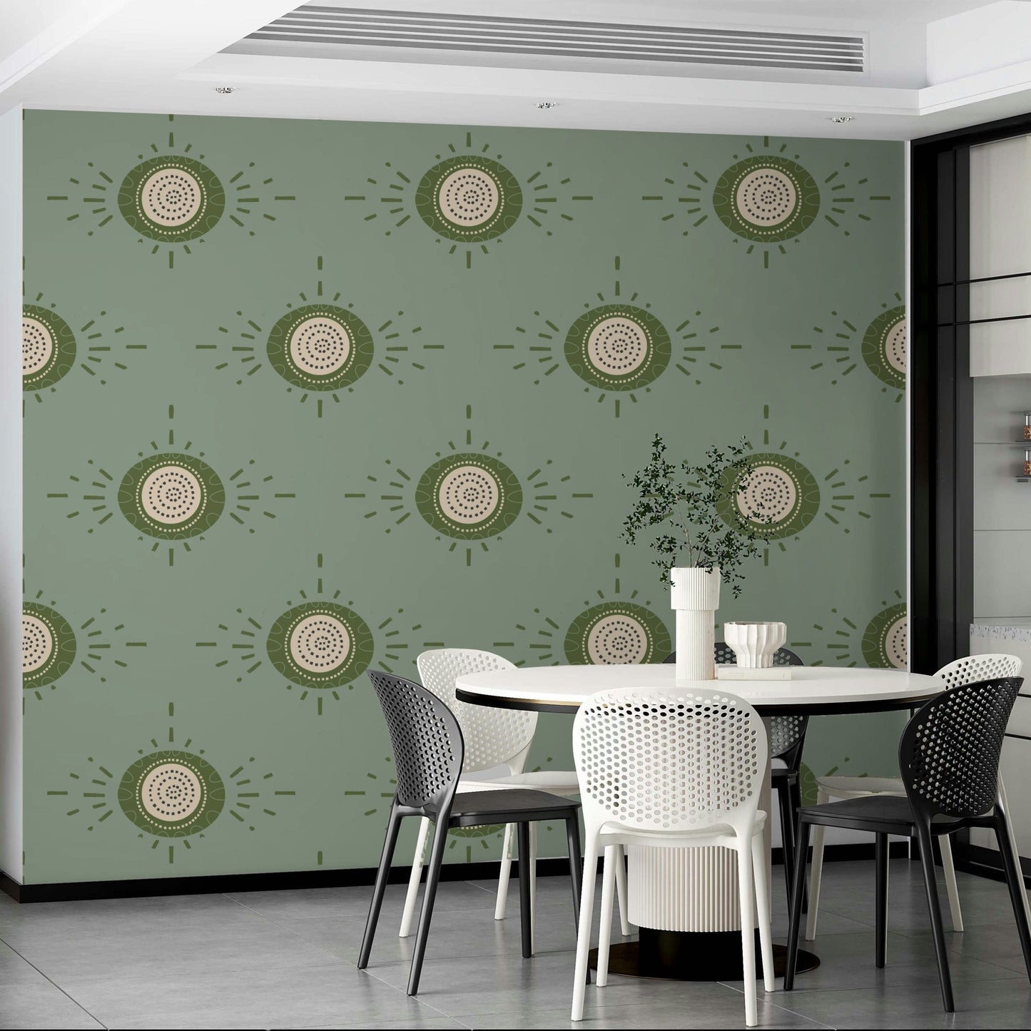 Gentle botanical pattern in soft green hues

