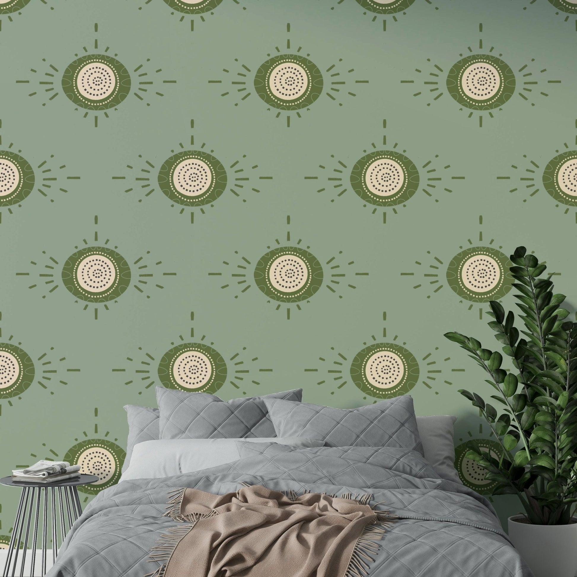 Soft floral pattern on Scandinavian wall mural

