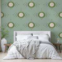 Sage floral mural wallpaper for bedroom walls

