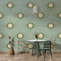Bloom mural wallpaper in sage and olive green
