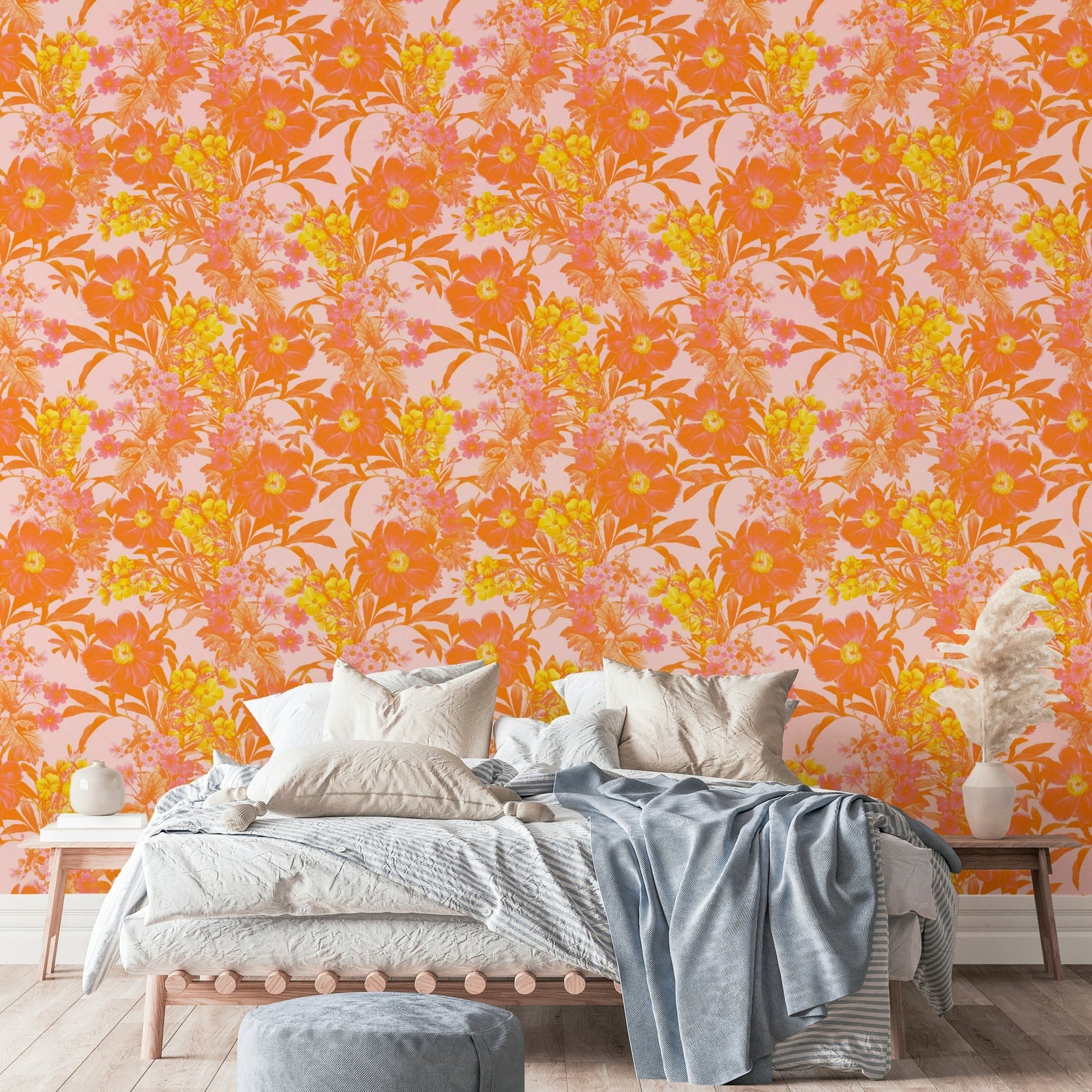 Detailed view of the soft, watercolor-like pattern

