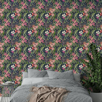 A calming flower design wallpaper mural that defines a space.

