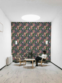 A contemplative midnight garden wallpaper mural for a feature wall.

