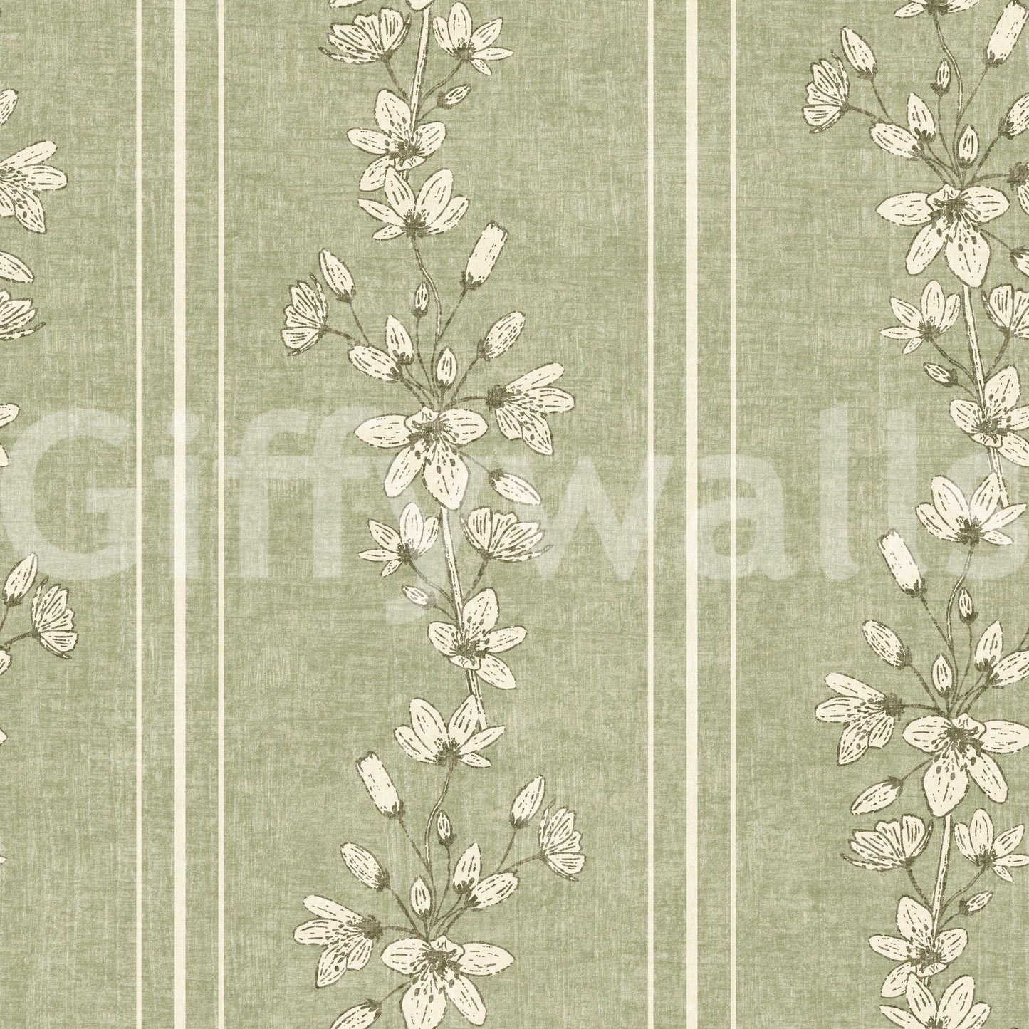 Classic sage flower stripe pattern

