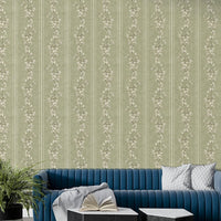 Delicate bloom stripe wall design

