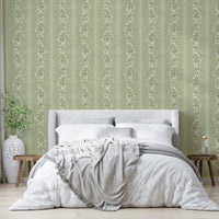 Hand-drawn floral stripe wallpaper

