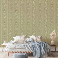 Botanical print sage wall covering

