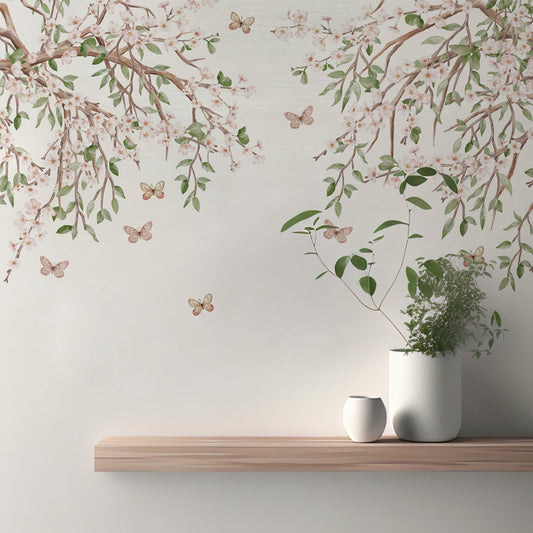 Blooming Blossom Light Pink Color Wallpaper - Giffywalls SRED02