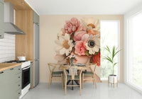 Close-up of a large-scale watercolor flower pattern

