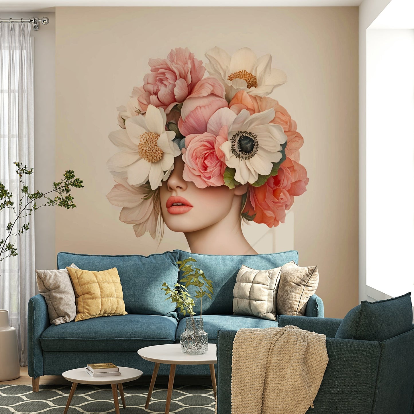 Detailed view of the brushstrokes on the flowers

