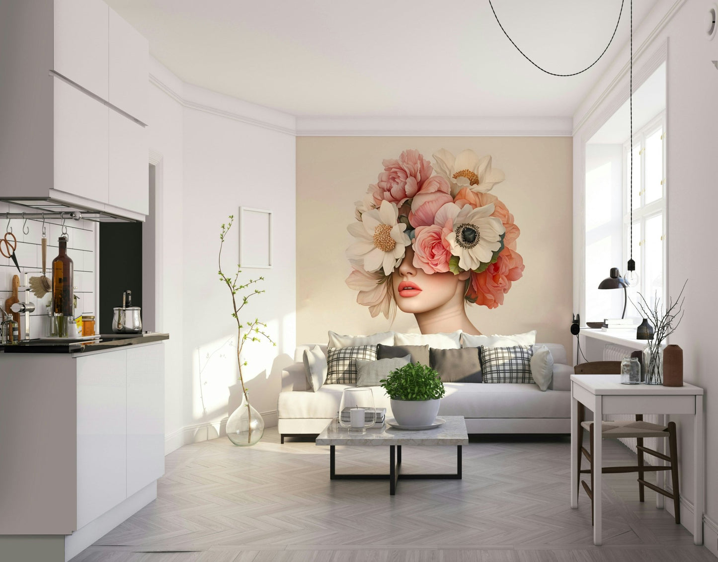 An interior with a bright and inviting accent wall

