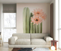 Lively blooming cactus wall mural with nature-inspired design.

