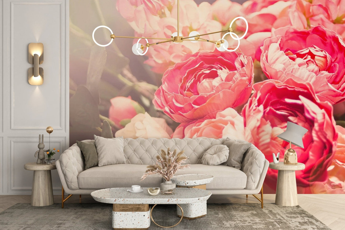 Blooming Pink Flowers Wallpaper Mural - Giffywalls