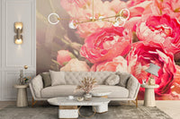 Blooming Pink Flowers Wallpaper Mural - Giffywalls