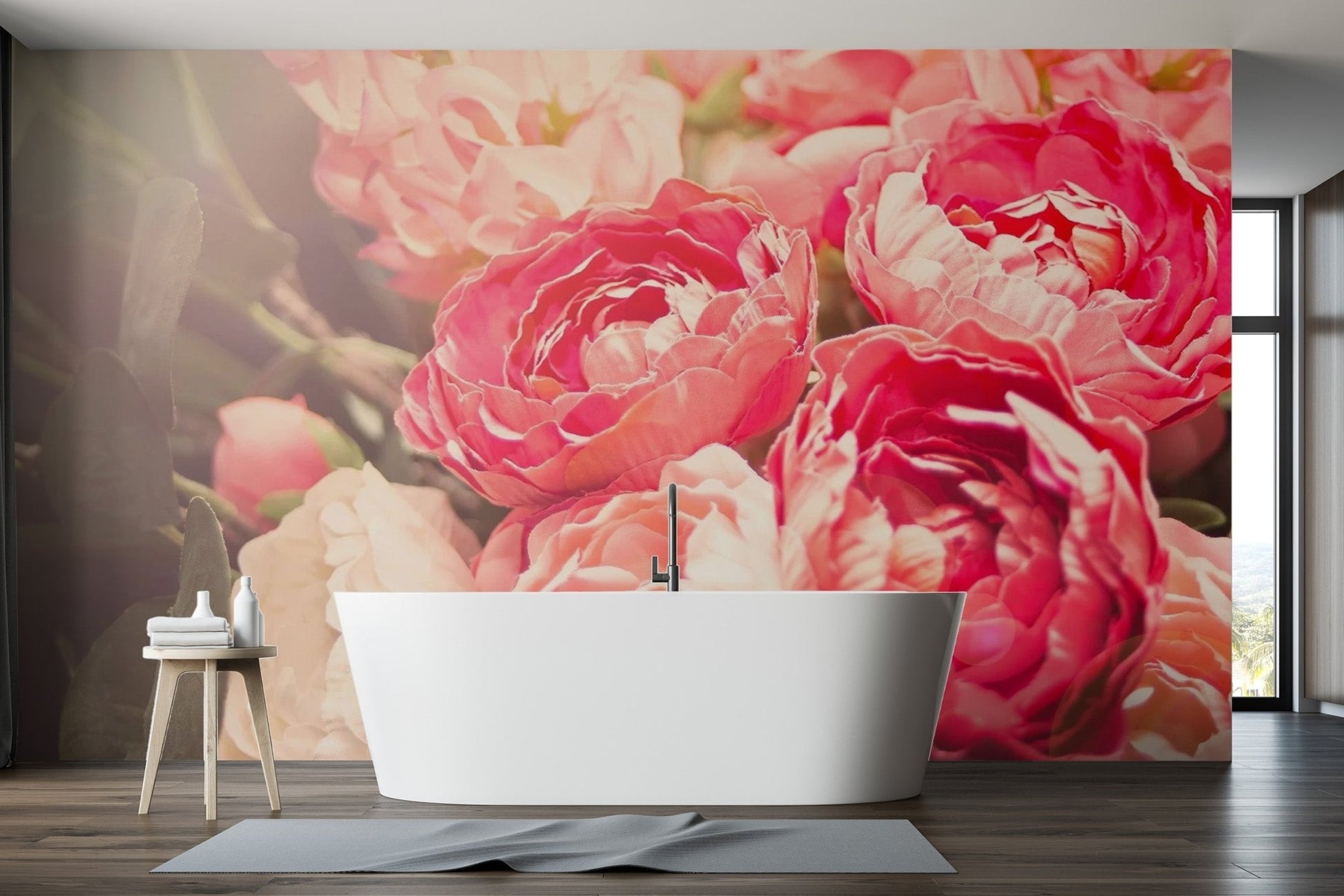 Blooming Pink Flowers Wallpaper Mural - Giffywalls