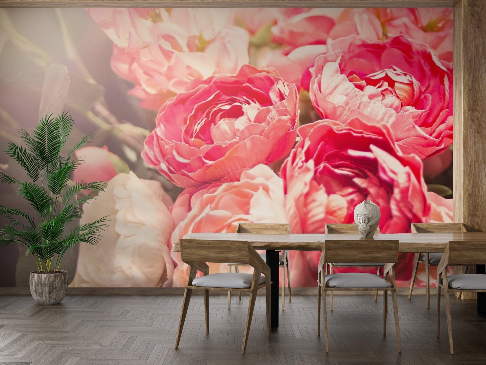 Floral-themed wallpaper with pink flowers
