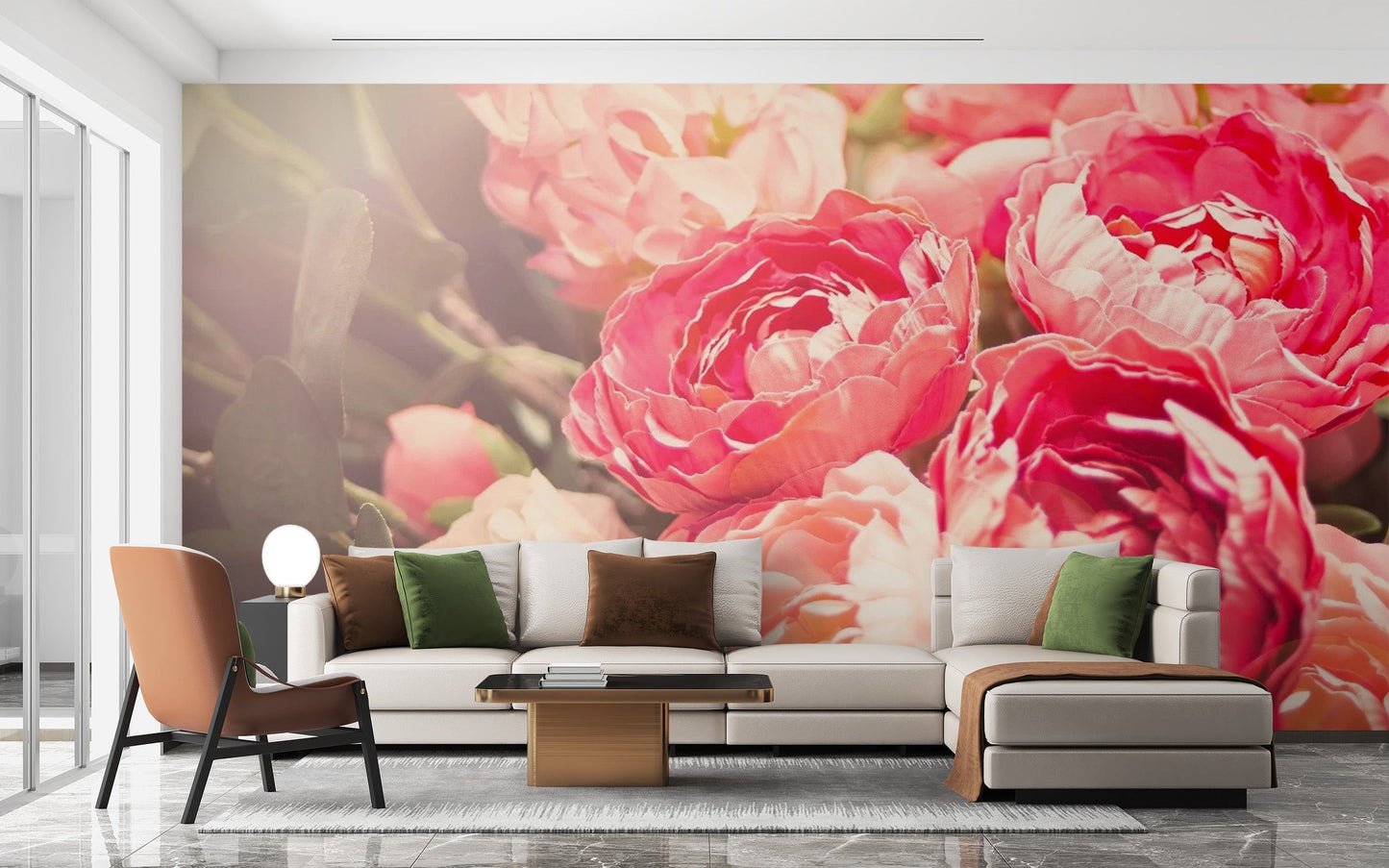 Blooming Pink Flowers Wallpaper Mural - Giffywalls