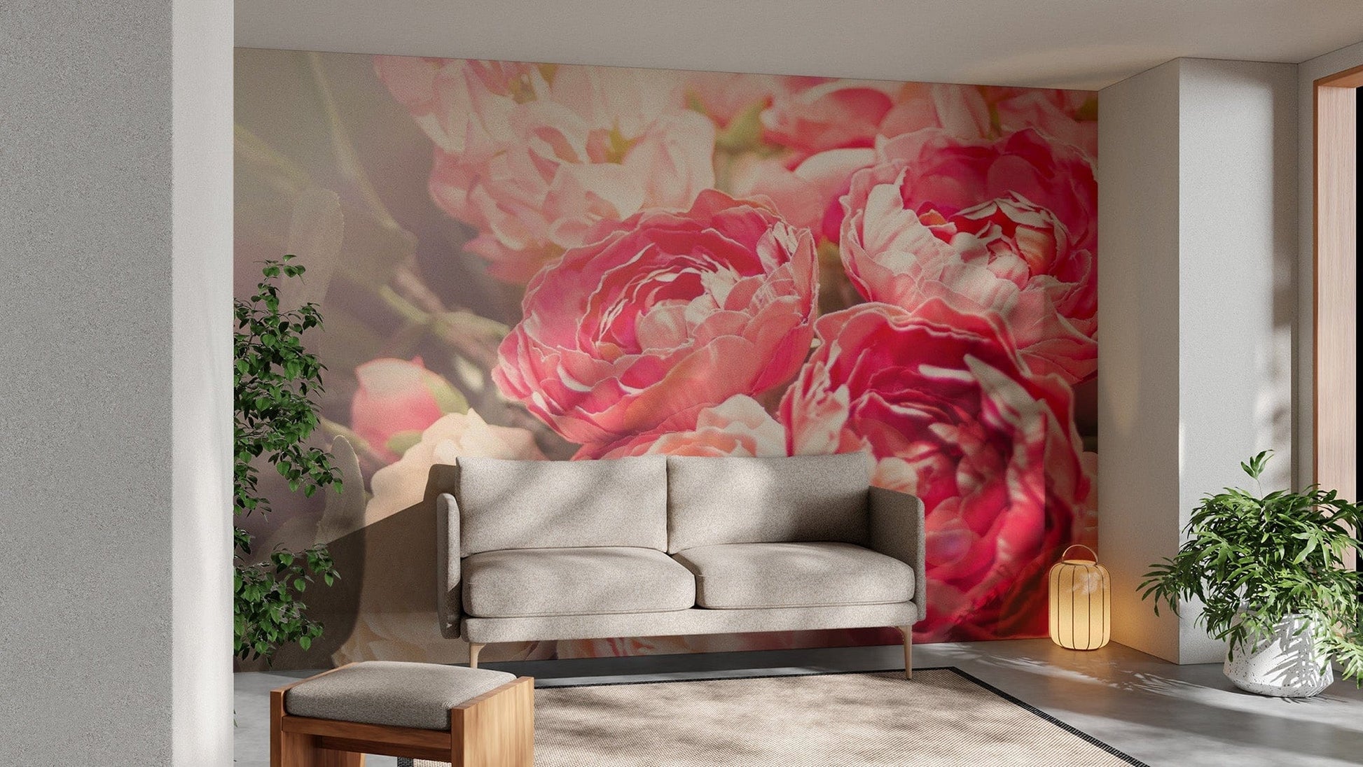 Blooming Pink Flowers Wallpaper Mural - Giffywalls