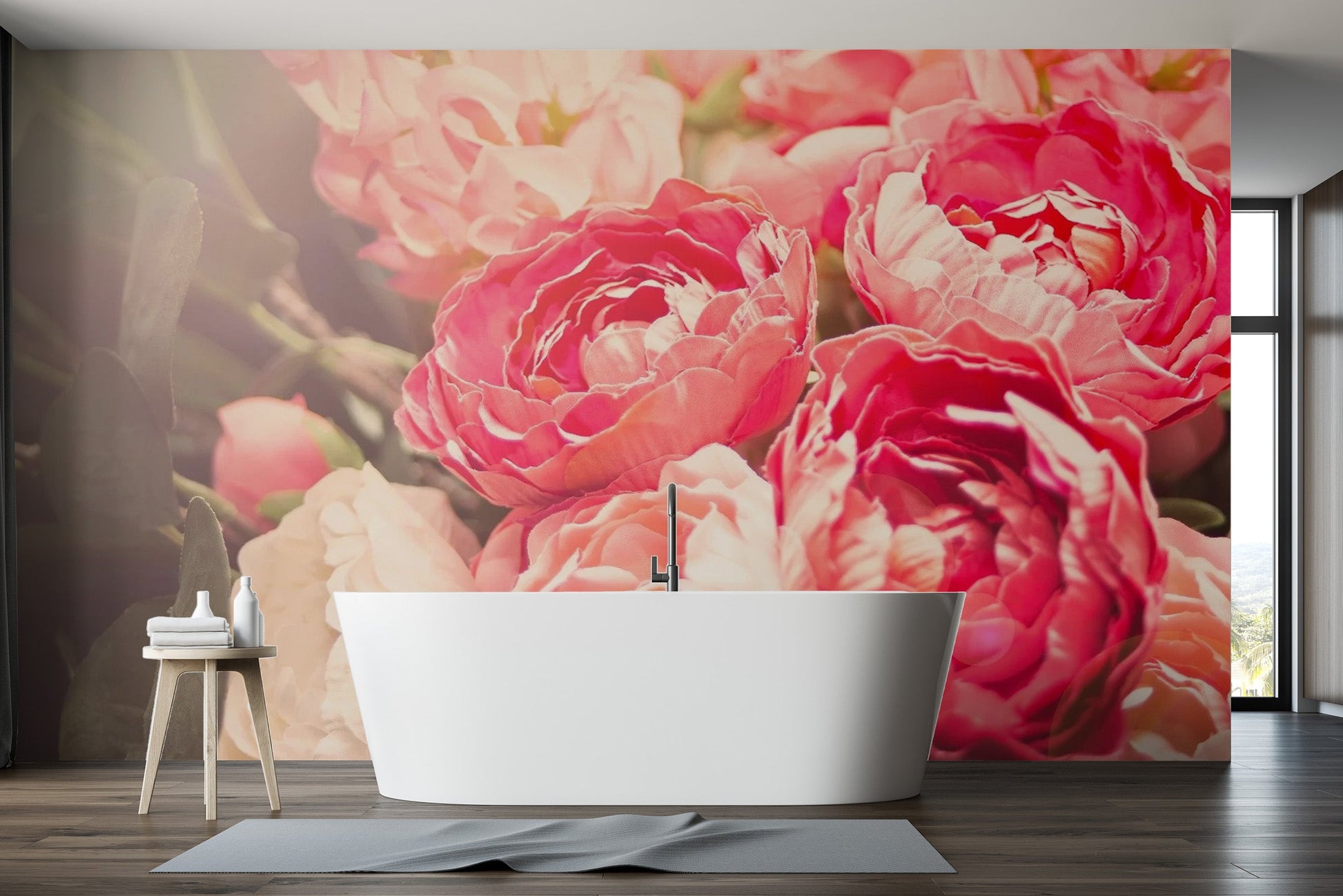 Blooming Pink Flowers Wallpaper Mural - Giffywalls