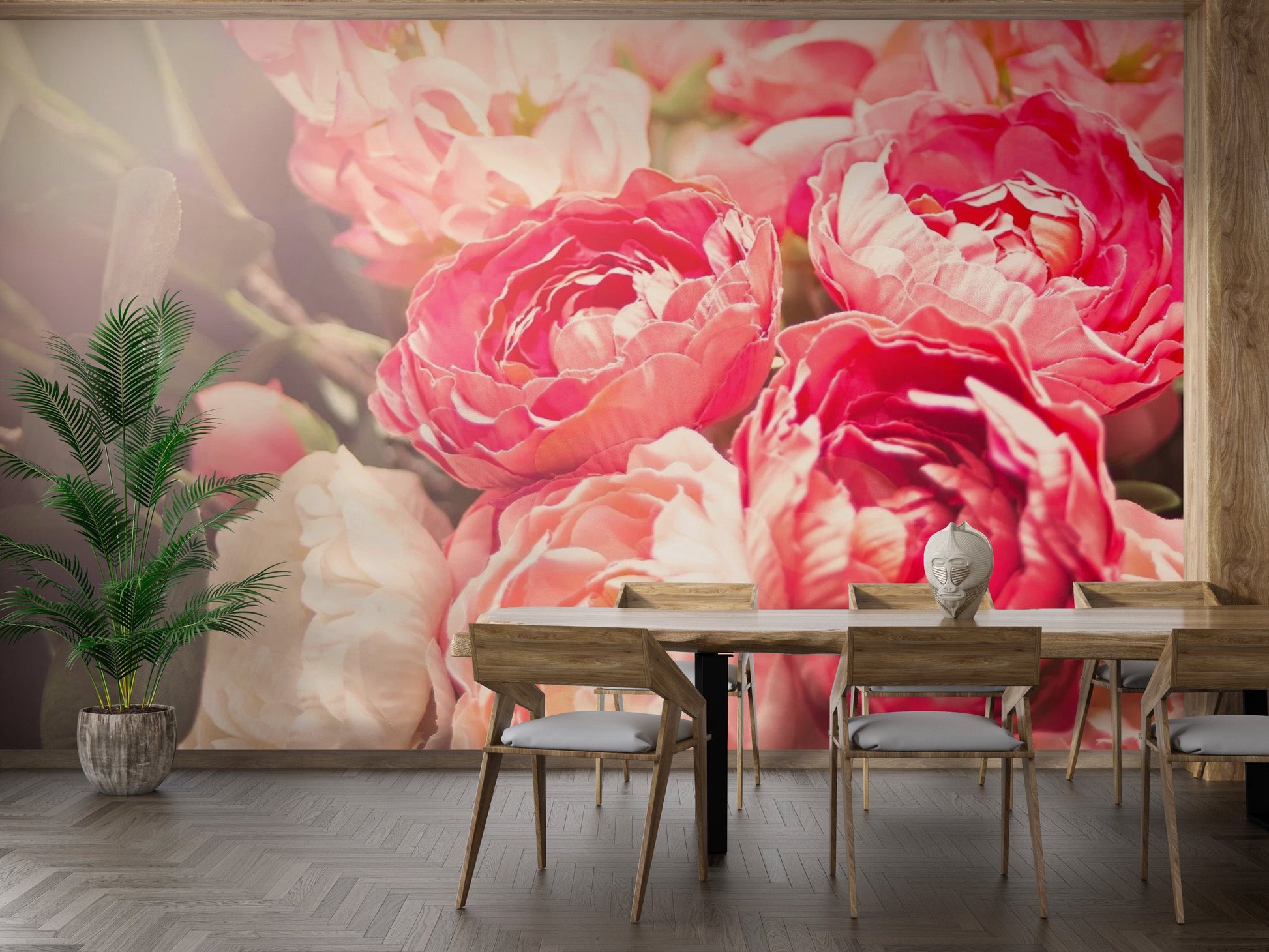Floral-themed wallpaper with pink flowers
