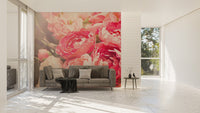Bright pink flower wallpaper for interiors
