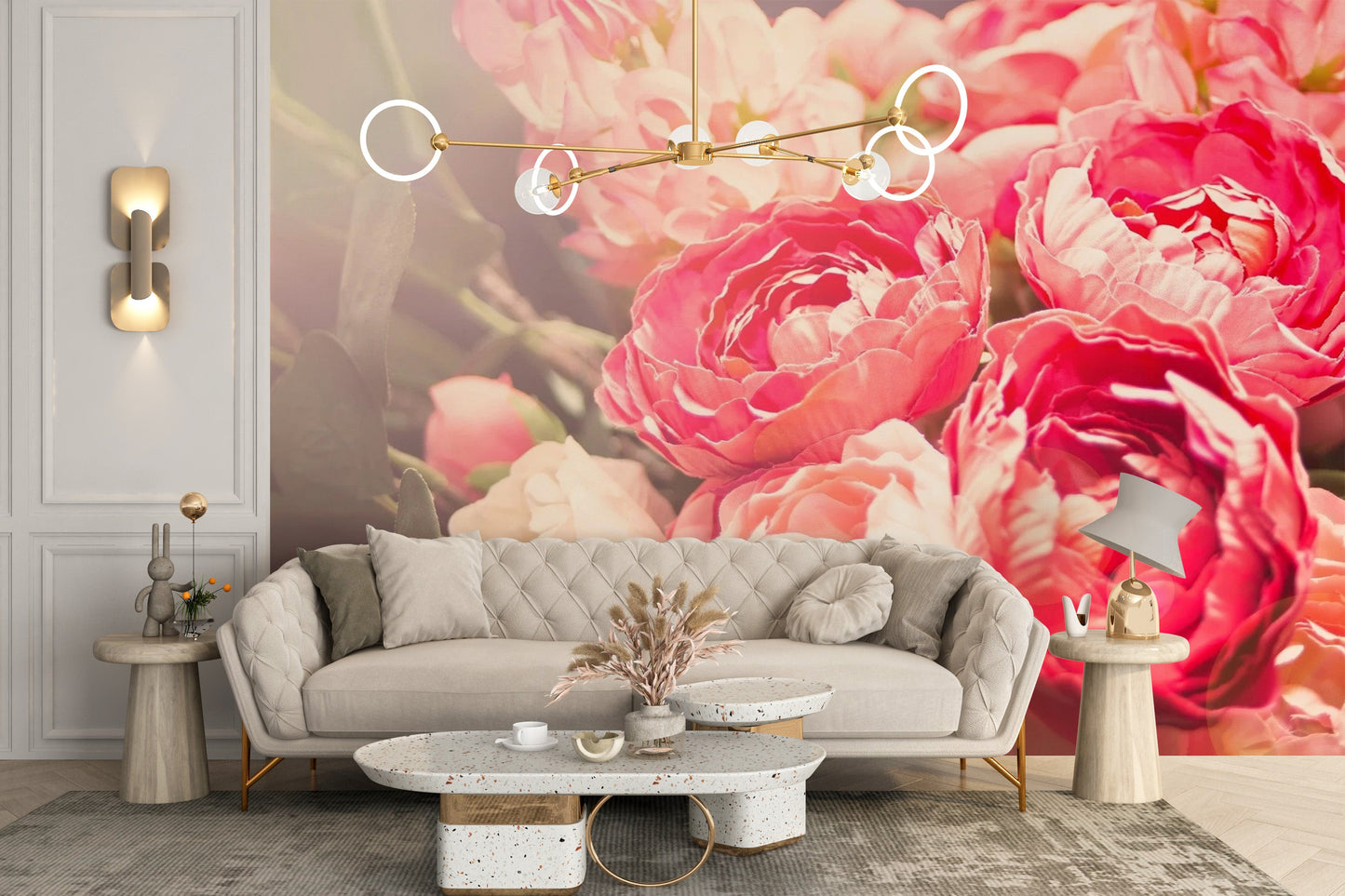 Blooming Pink Flowers Wallpaper Mural - Giffywalls