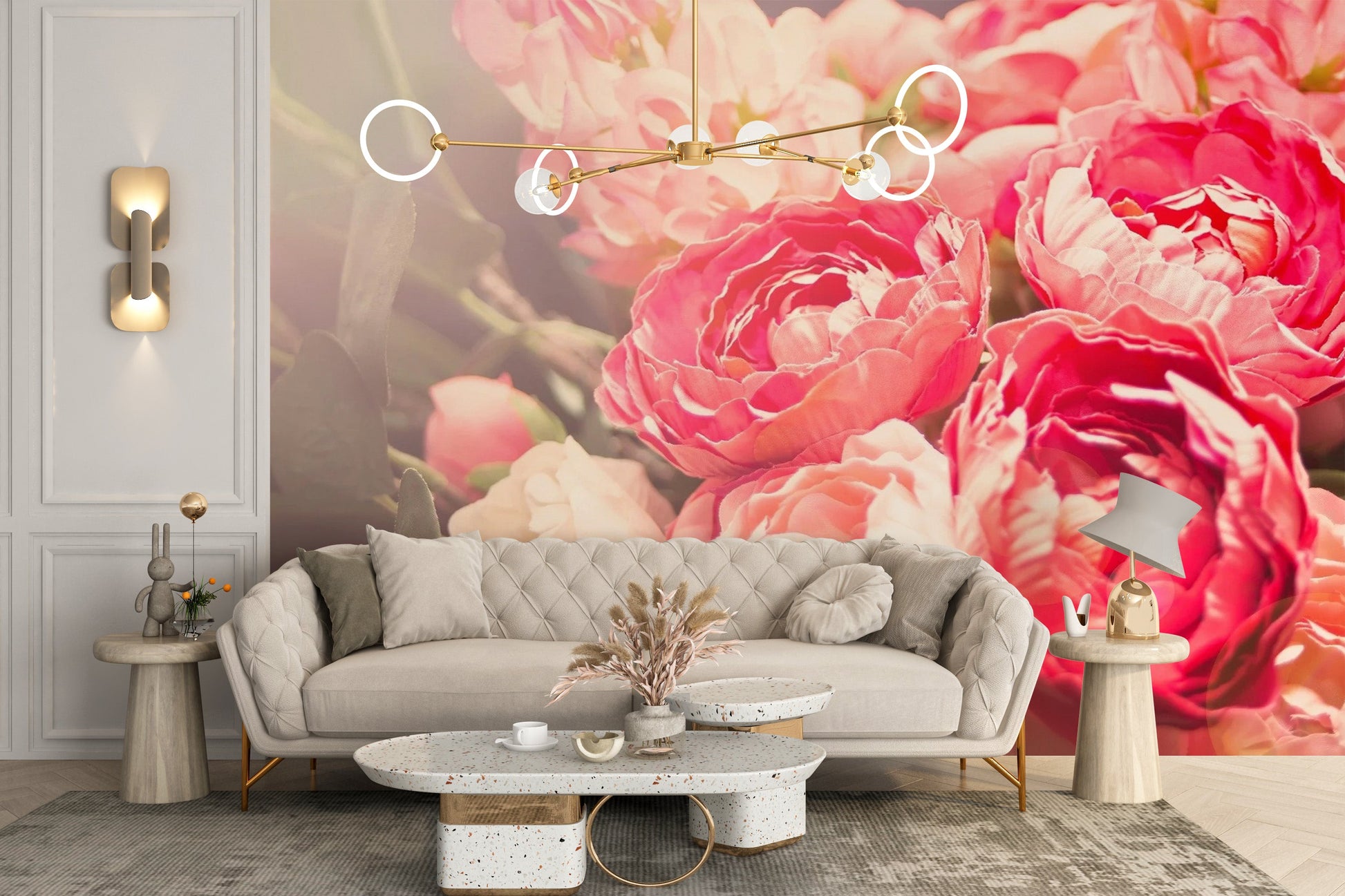 Blooming Pink Flowers Wallpaper Mural - Giffywalls