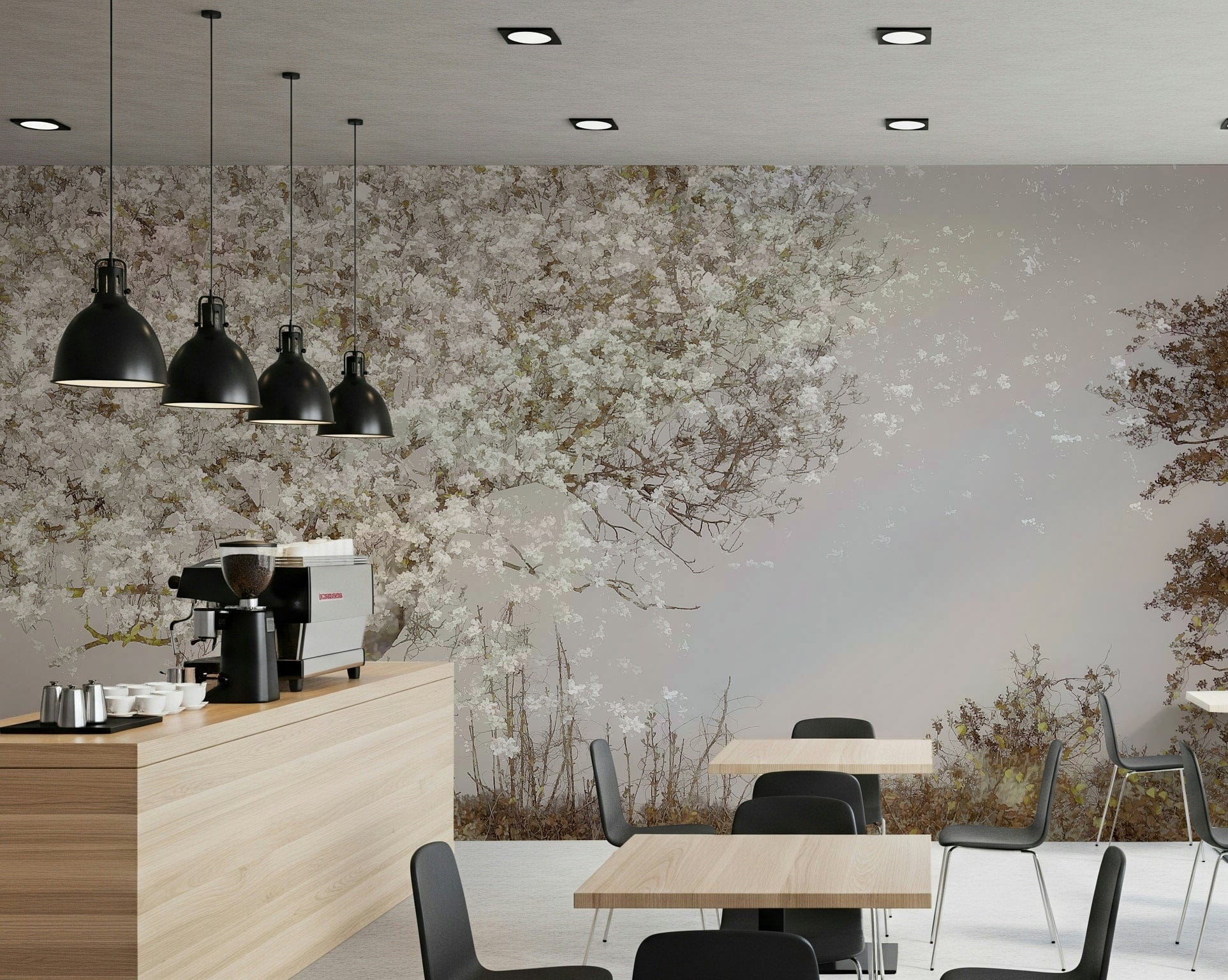 A serene floral landscape wall mural for your decor., GD5569