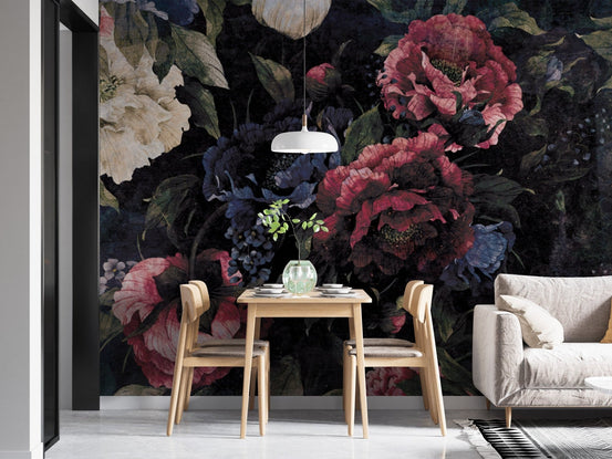 Moonlit Floral Wall Art Mural B582
