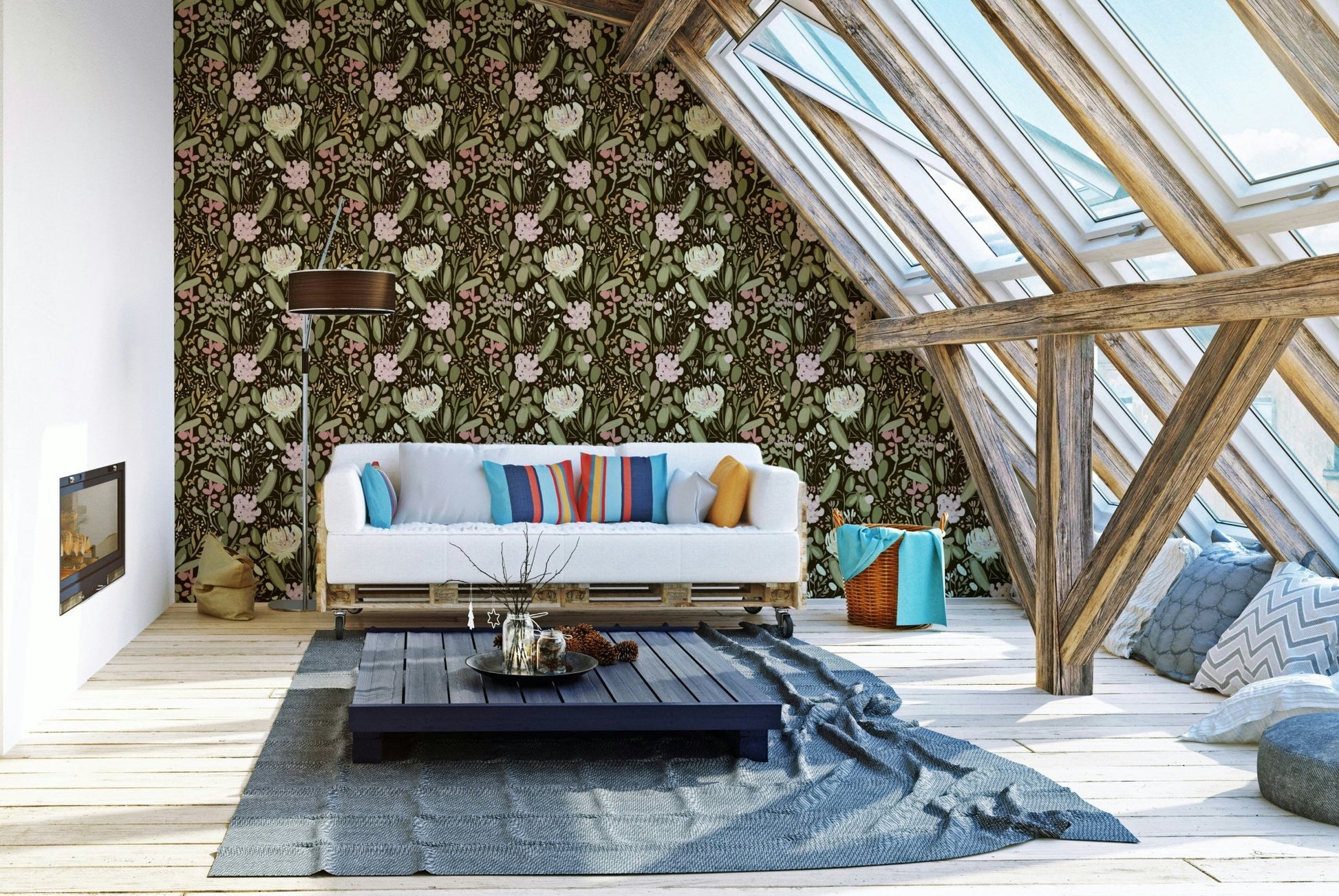 Muted vintage florals spread across the Bloomscape wallpaper GD4927
