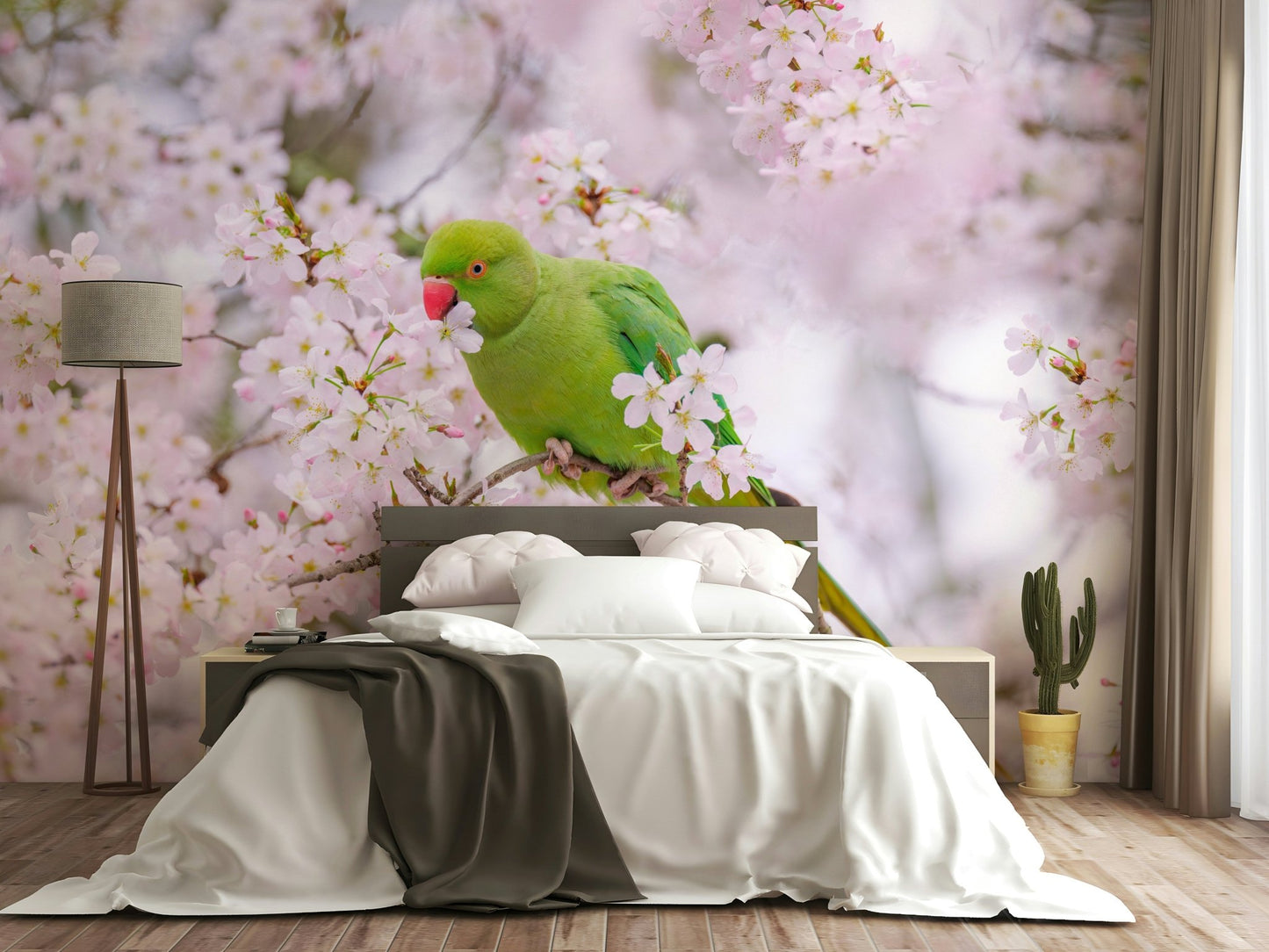 A serene blossom motif wall mural for elegant decor.


