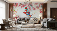 Artistic birds wall mural for a guest room accent wall., GD8041