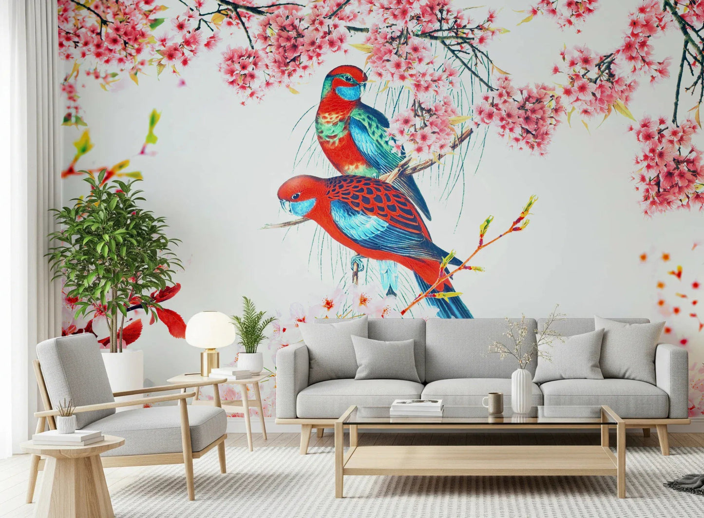 Blossom Birds Wall Mural wallpaper for a nursery feature wall., GD8041