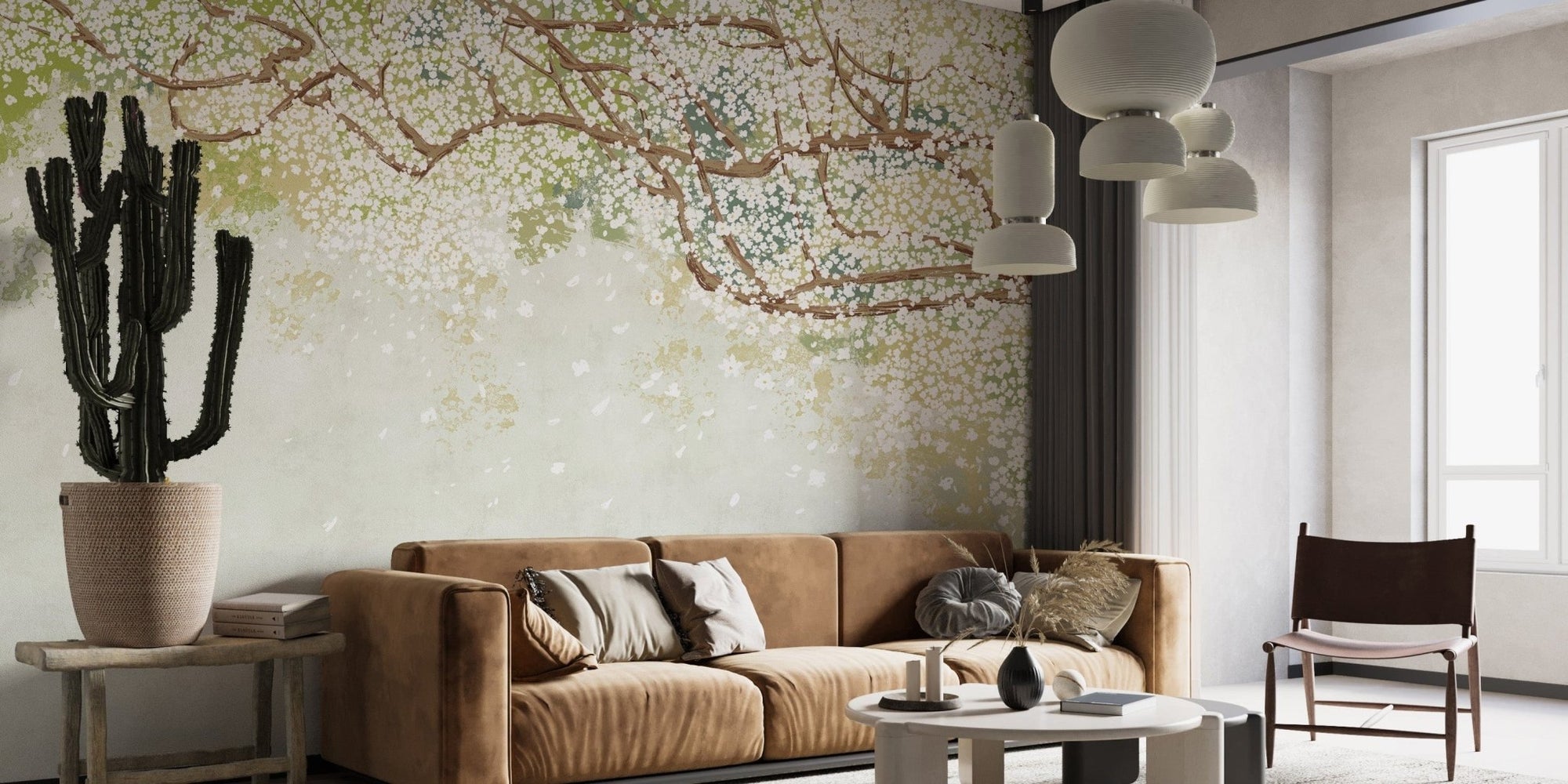 Blossom branch wallpaper with soft flowers, B419