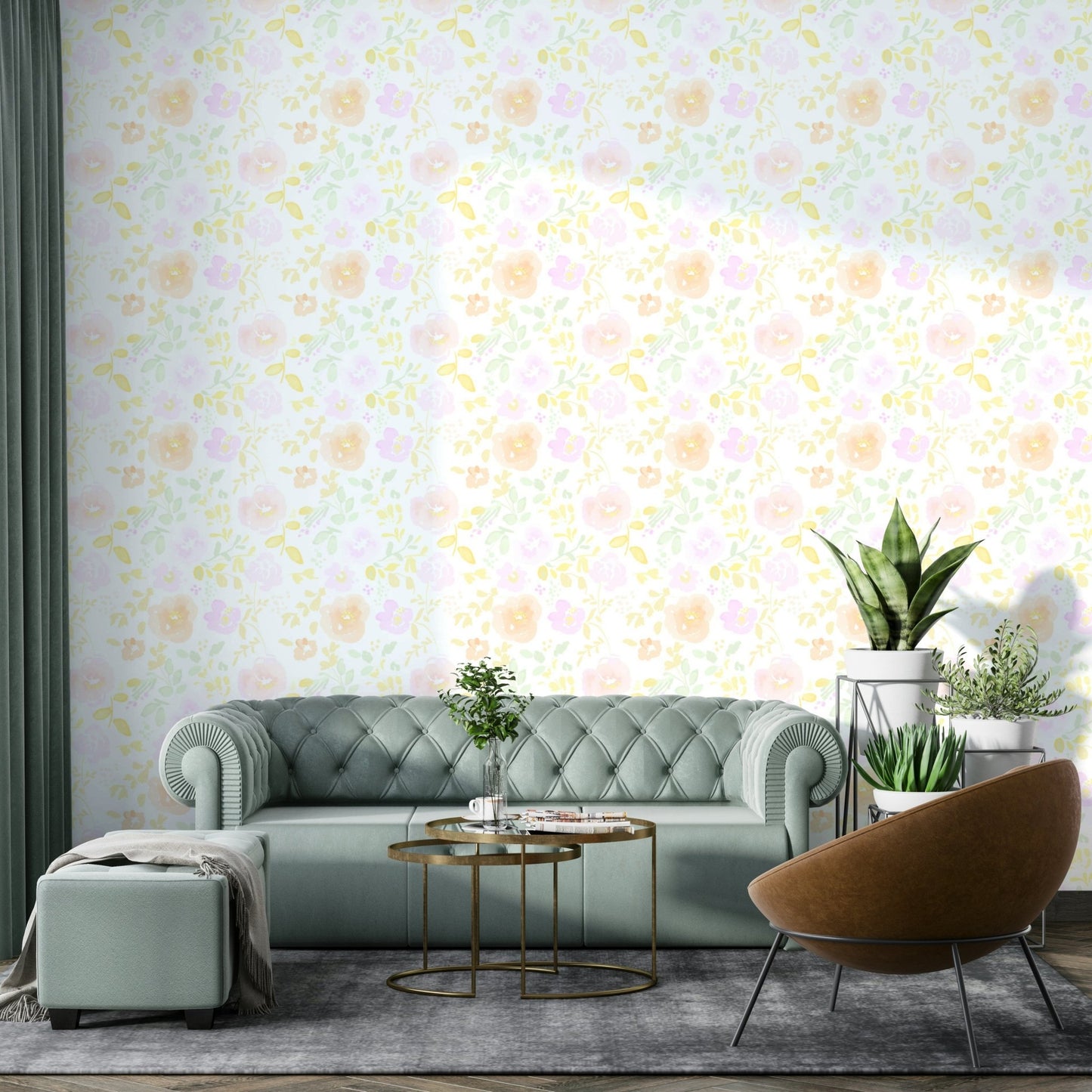 Shabby chic wallcovering with romantic wild meadow flora GD5076