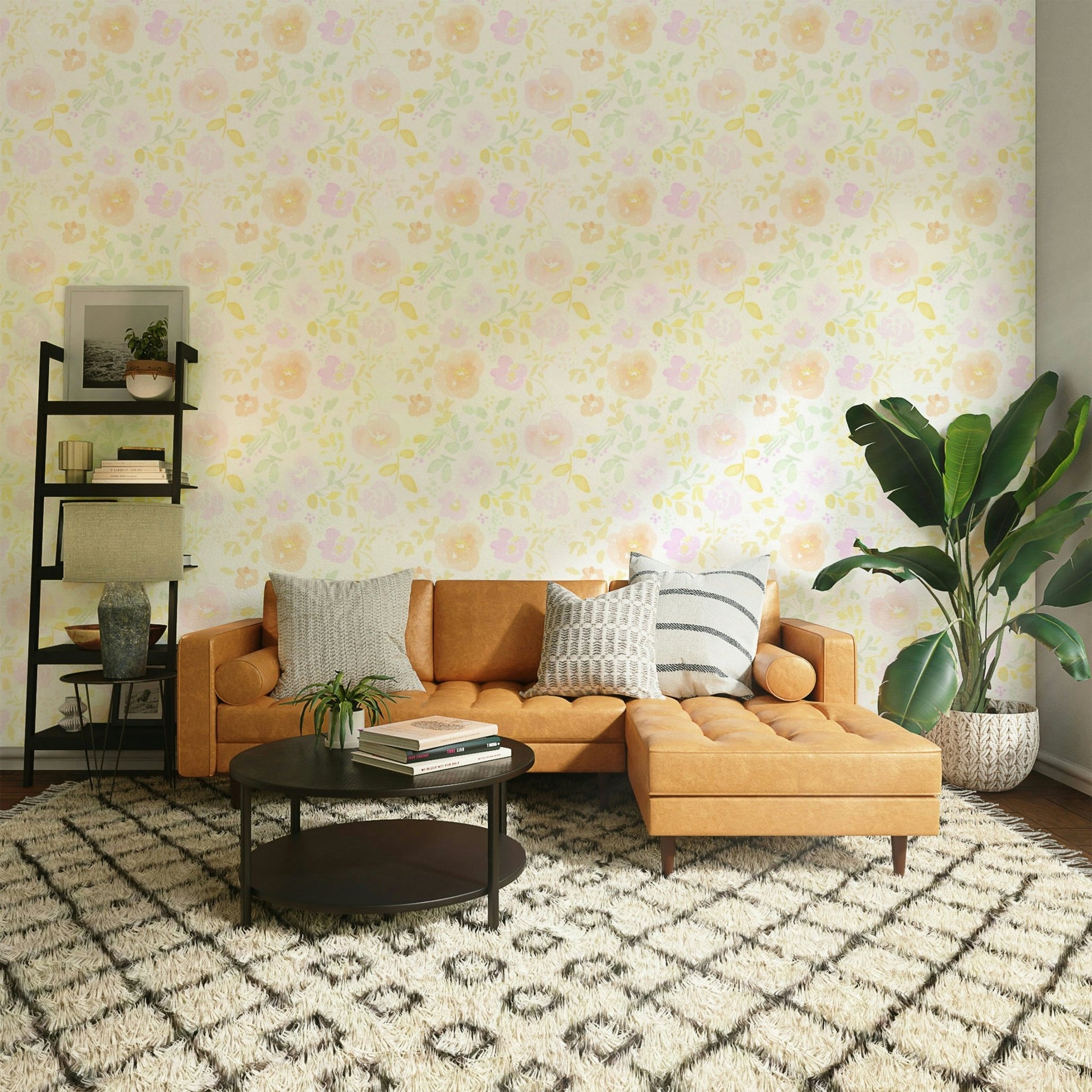 Blossom Breeze Wallpaper with delicate yellow leaf stems GD5076
