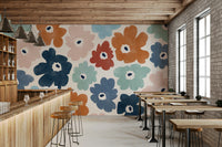A beautiful modern art wall mural of delicate flowers.