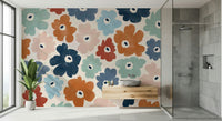 A contemplative floral pattern wallpaper mural for a feature wall.