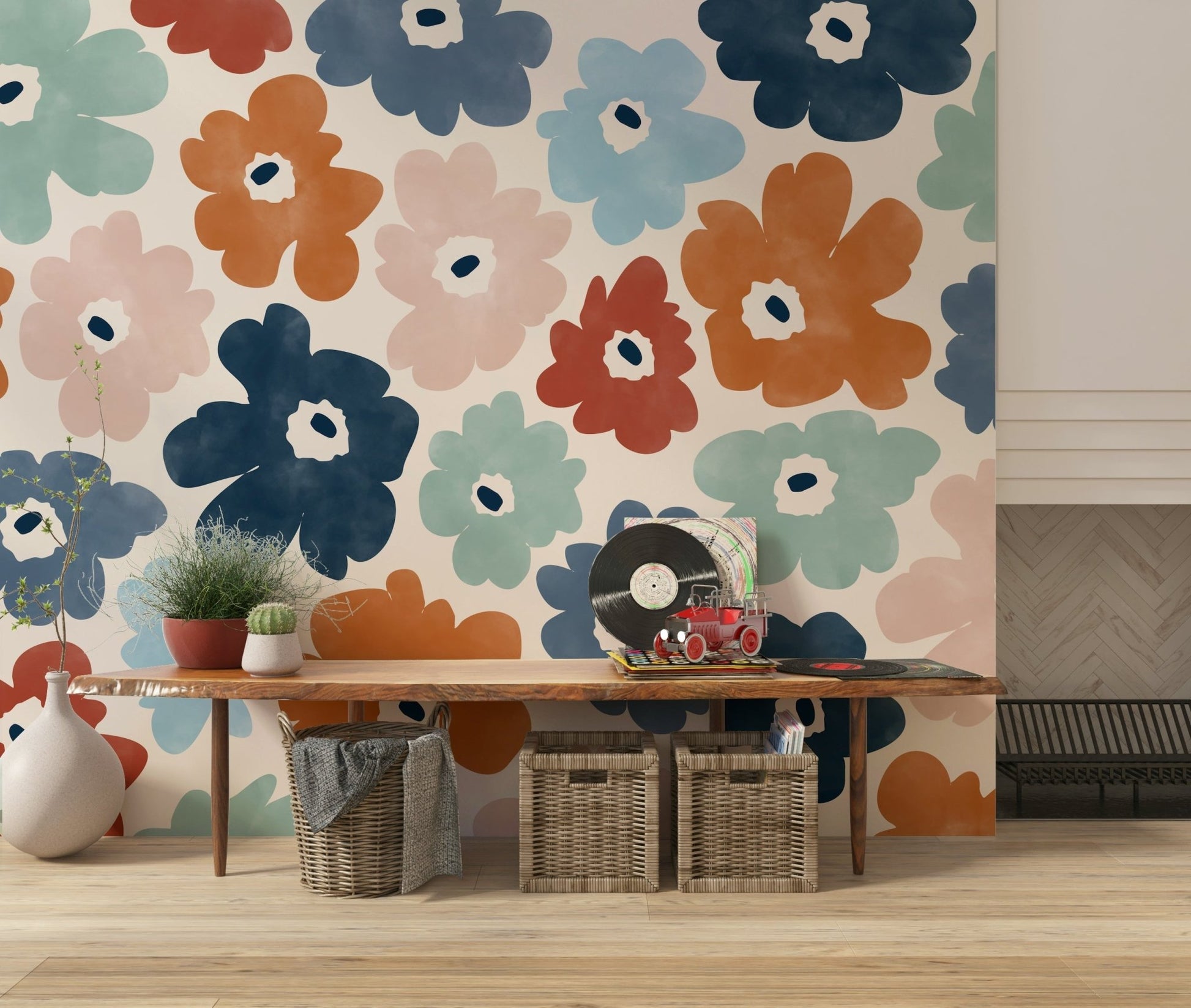 A serene subtle flower wall mural for your decor.