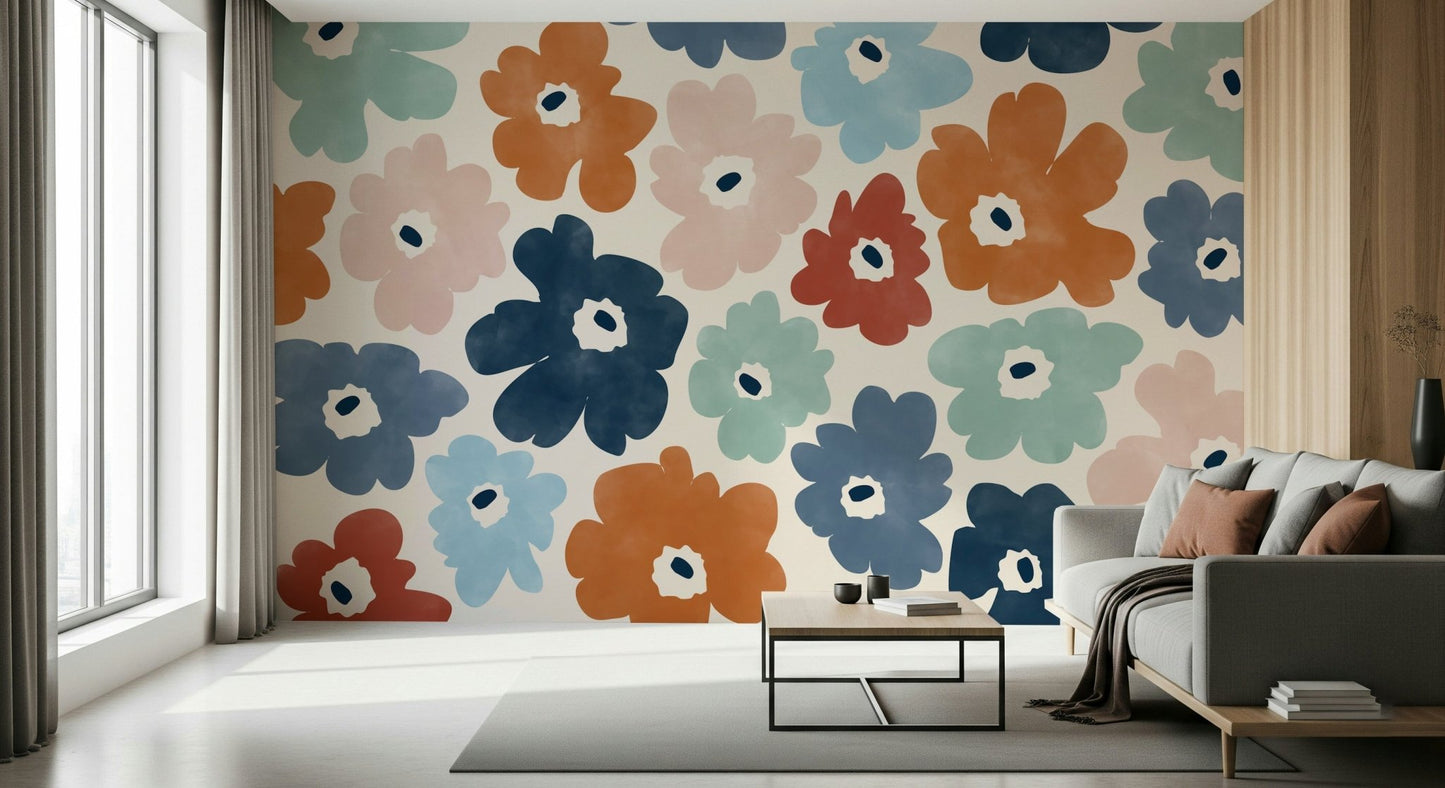 A classic soft floral wallpaper for walls.