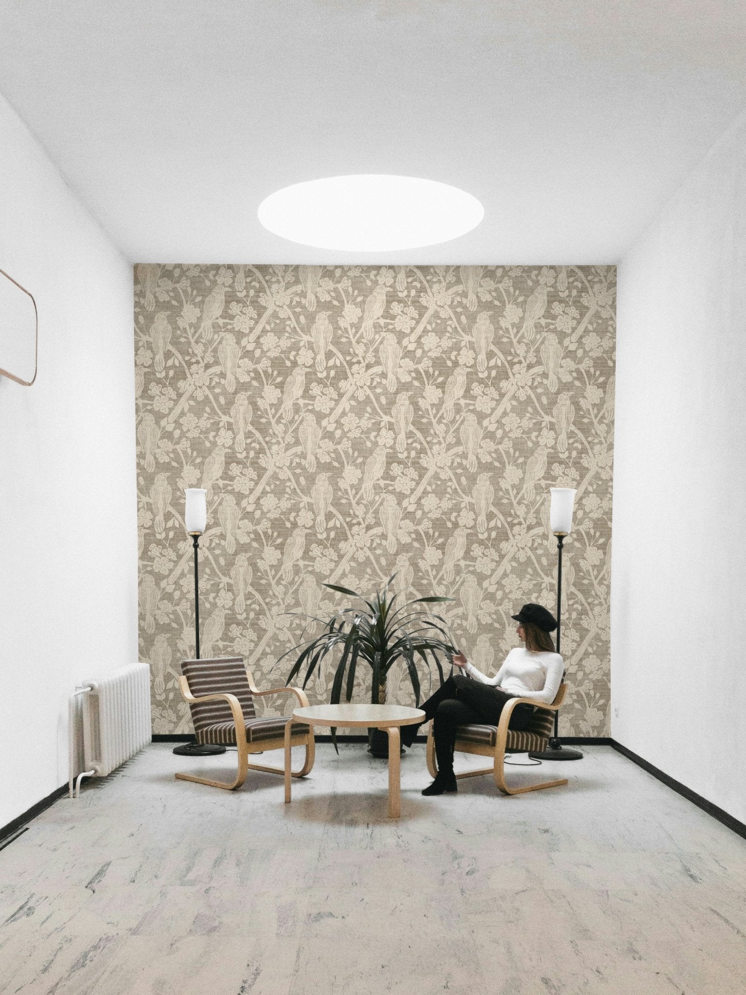 The peel and stick wallpaper on a smooth wall surface., GD4544