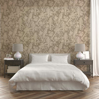The wallpaper is used to create a feature wall in a dining room., GD4544