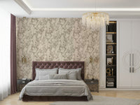 A contemporary living room with a crow and blossom wall mural., GD4544