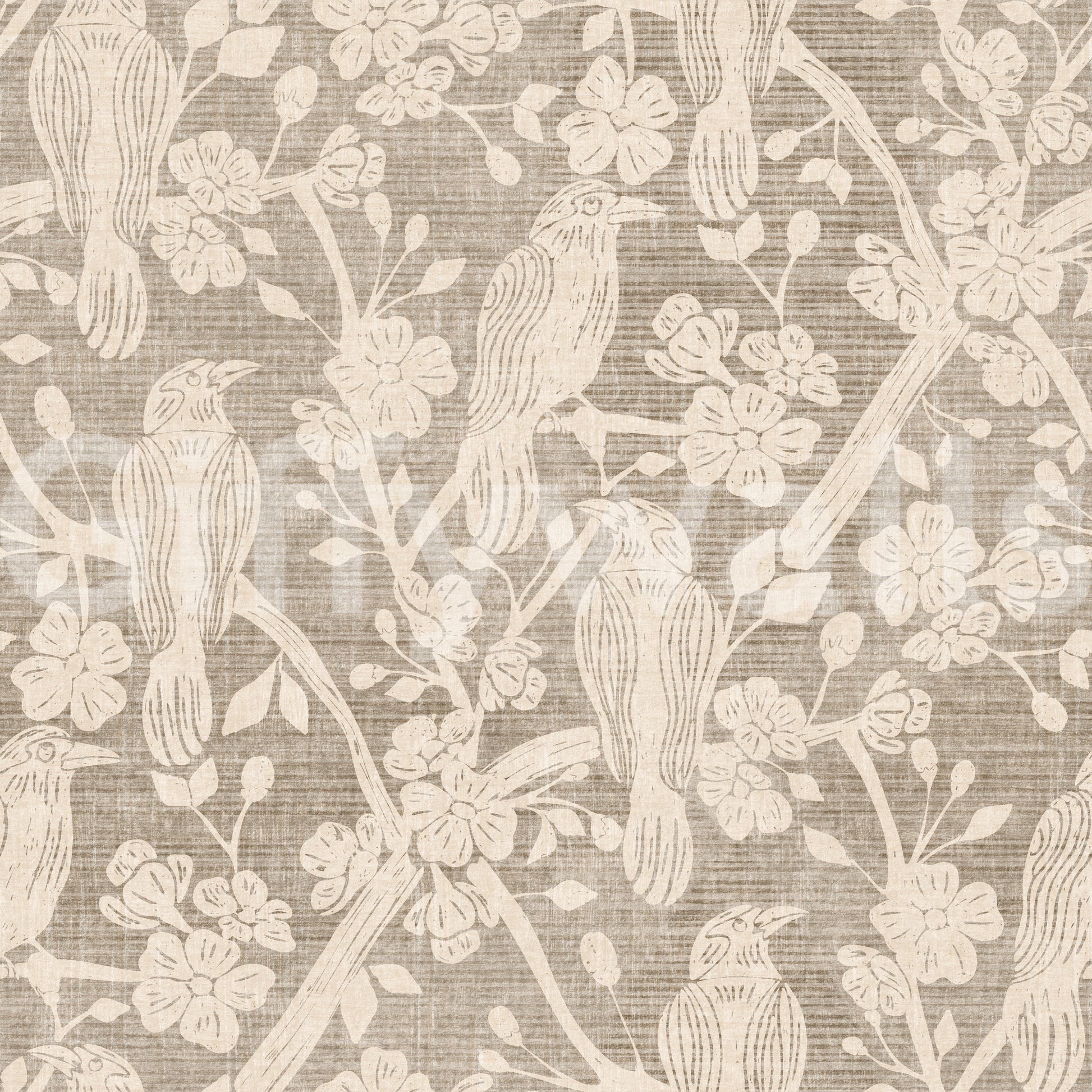 A detail of the bohemian floral pattern in the design.

