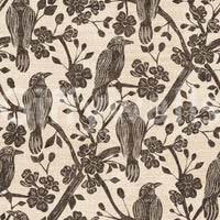 A detail of the bohemian floral pattern in the design.

